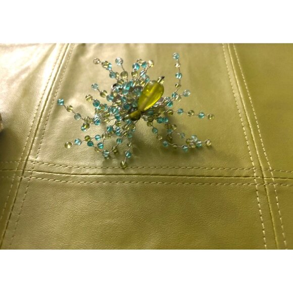 VINTAGE Pier One Beaded Napkin Rings Set Of 8 With Green & Blue Glass Beads - Picture 7 of 8